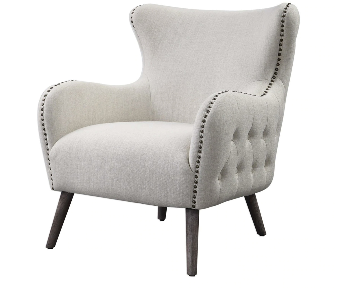SwatchPop Tufted Back Linen Accent Chair