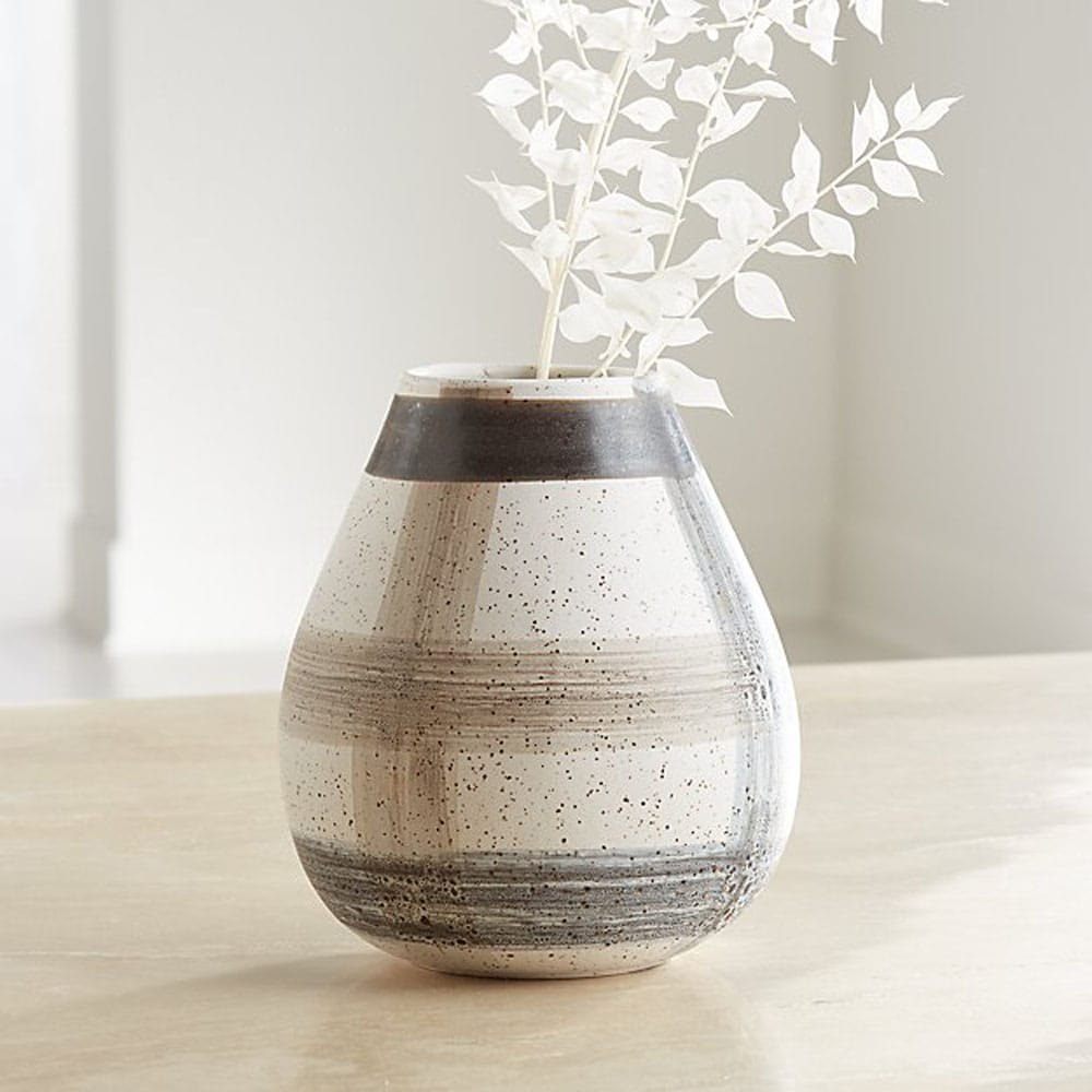 Darcy Grey Plaid Vase