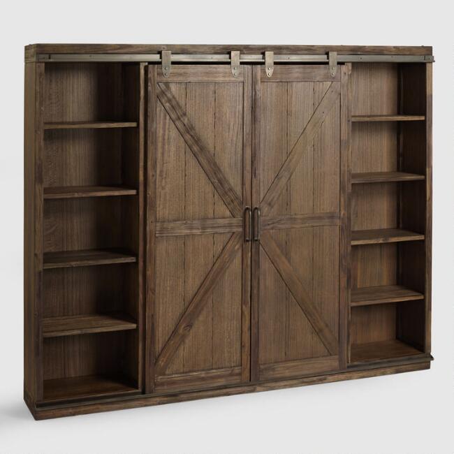Wood Farmhouse Barn Door Bookcase